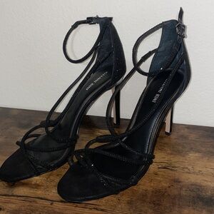 Gianni Bini Black Rhinestone Black Strap 4 1/2 inch heels